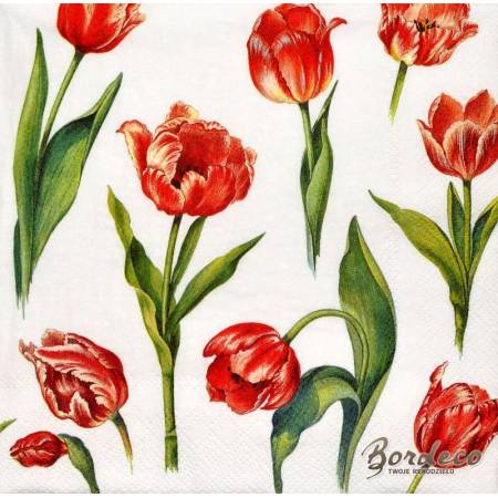 Serwetka do decoupage IHR tulipany czerwone 33x33cm